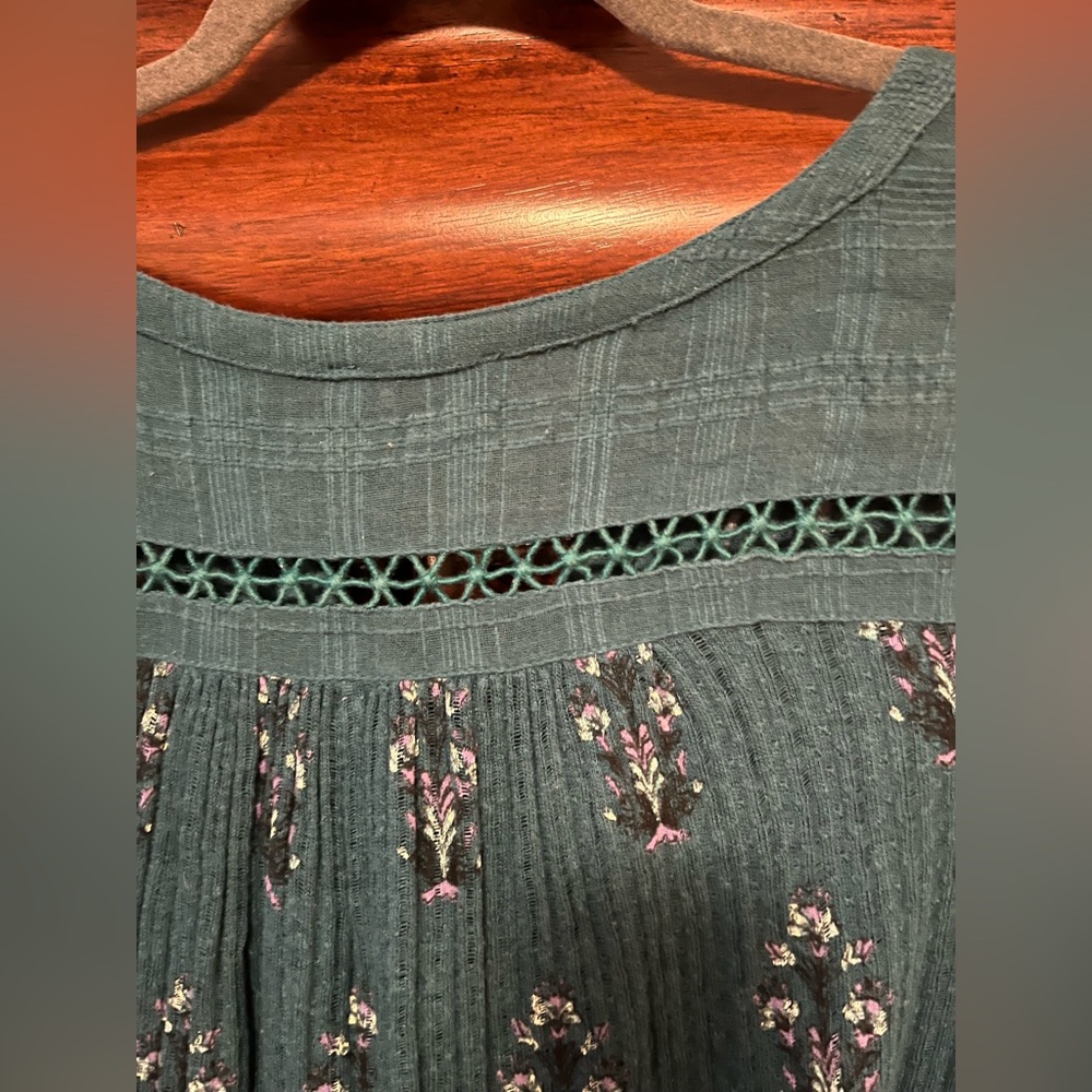 Lucky Brand Floral Teal Women's 3/4 Sleeve Top 2X - Picture 6 of 6